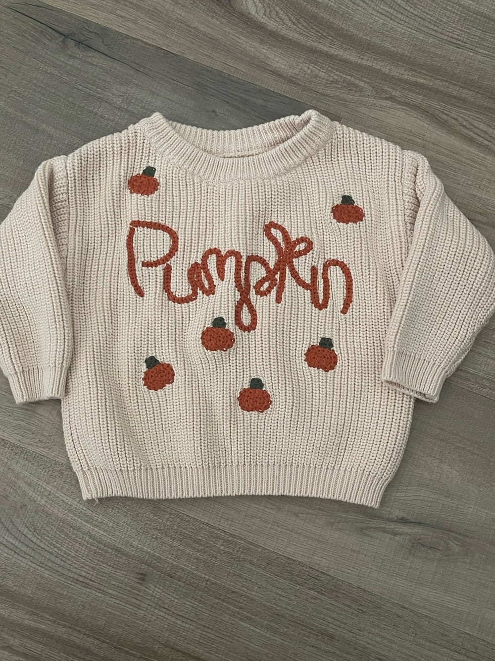 12 months Pumpkin Knit Sweater - Cream with Orange Accents